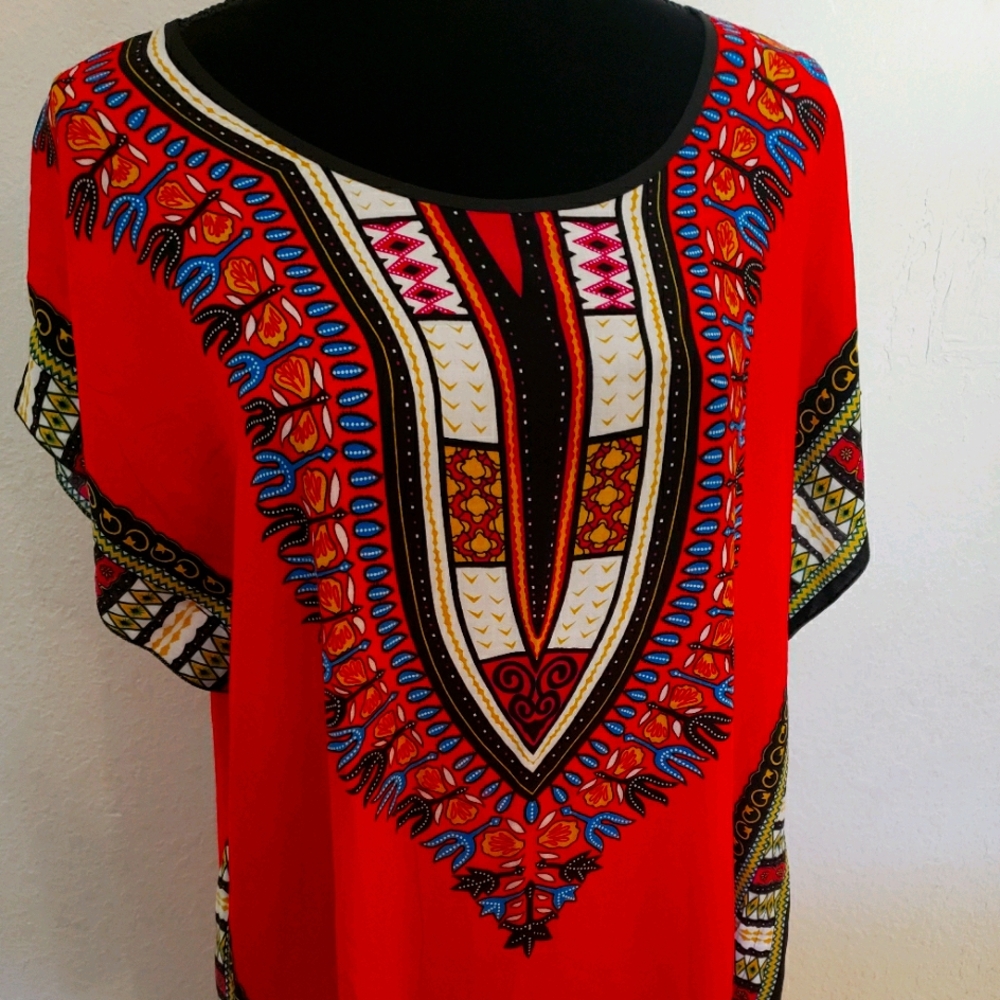 RED KAFTAN DRESS ONE SIZE